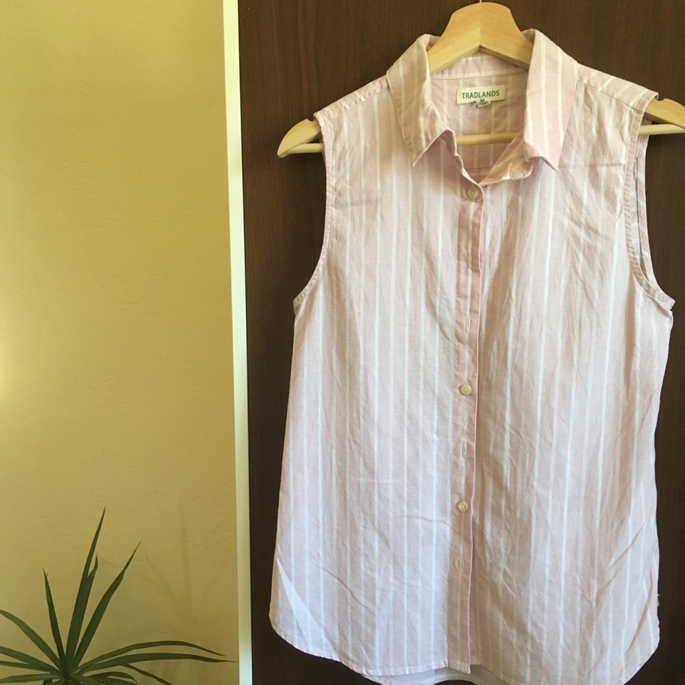 Tradlands sleeveless button down shirt pink